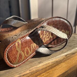 Sam Edelman Brown and Tan Wedge Sandals